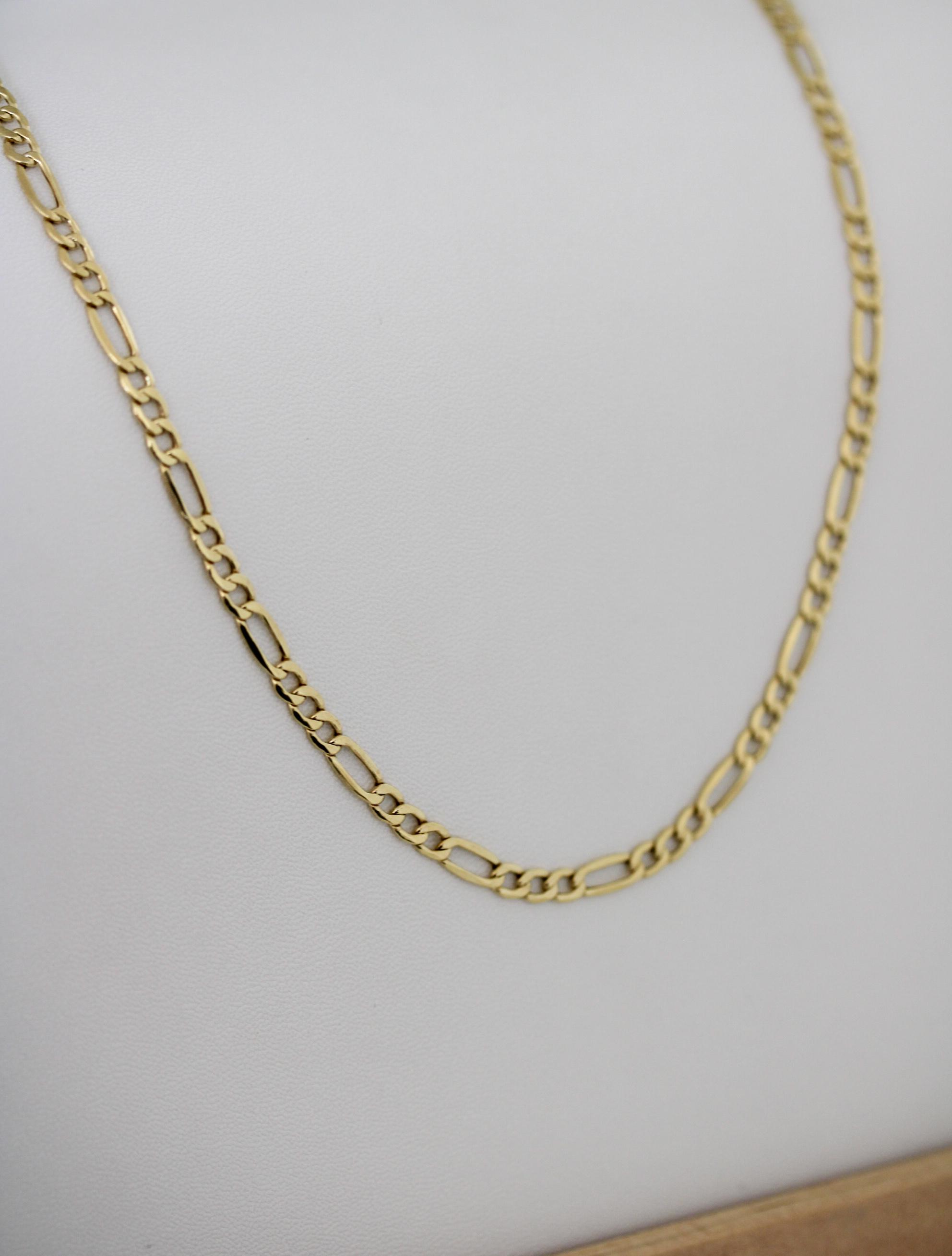 10Kソリッドゴールド フィガロチェーン カーブリンク 4mm ネックレス