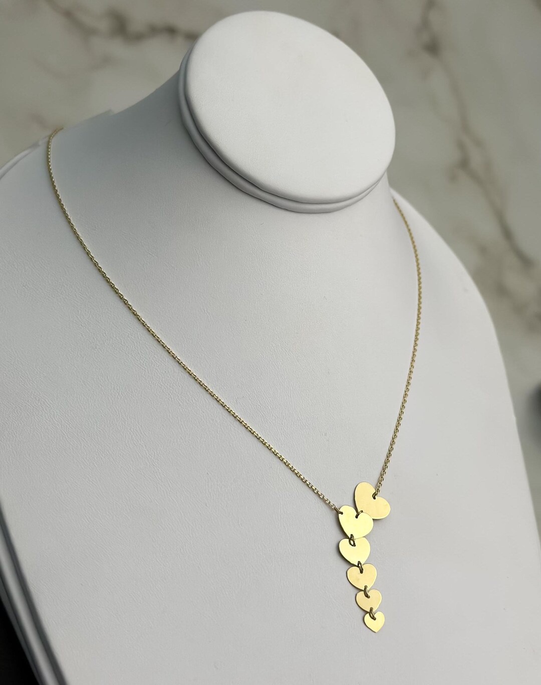 Waterproof Gold Heart Drop Necklace