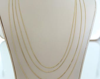 Cadena de eslabones tipo cable de oro macizo de 14 k de 0,75 mm, con eslabones Boston de 38,1 cm, 40,6 cm, 45,7 cm y 50,8 cm, para dijes, para hombre y mujer, regalo unisex, oro amarillo 585