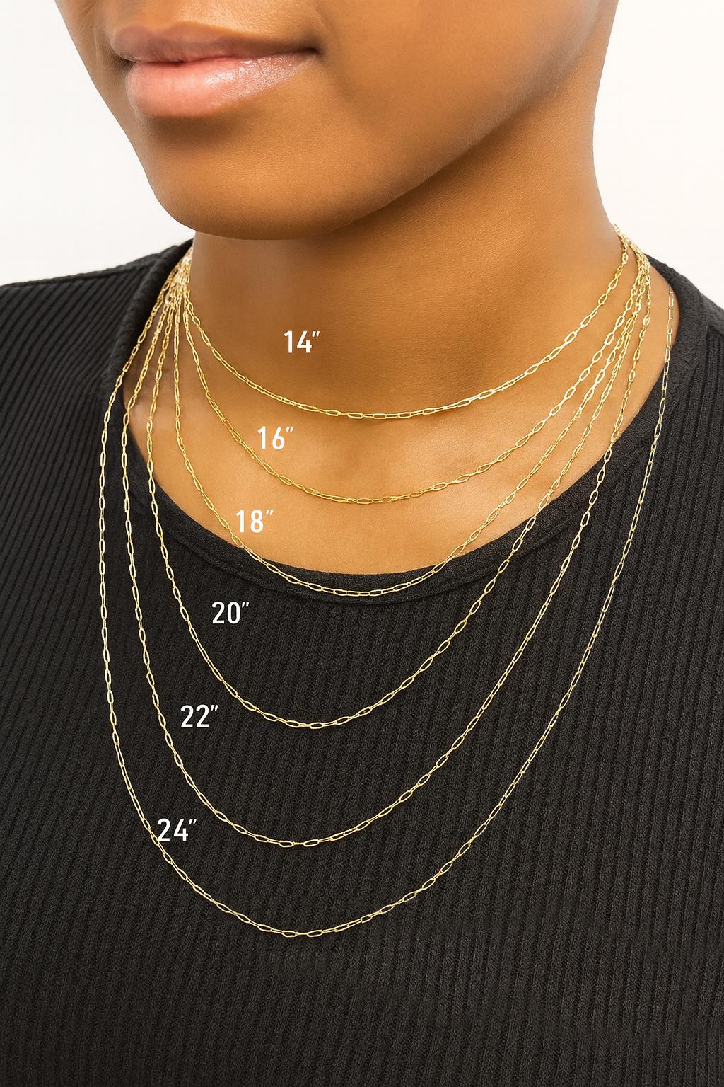 14k SOLID Gold Paper Clip Chain 1.5mm 2mm 3.5mm Necklace 14