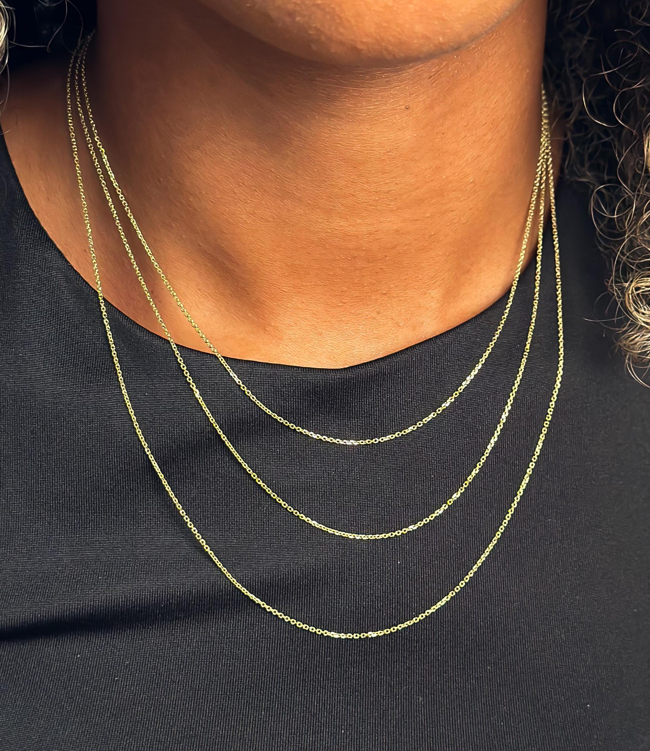 14k Solid Gold Cable Link Chain 1mm 16