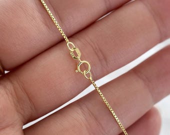 14k SOLID Gold Box Chain 1mm Necklace 16