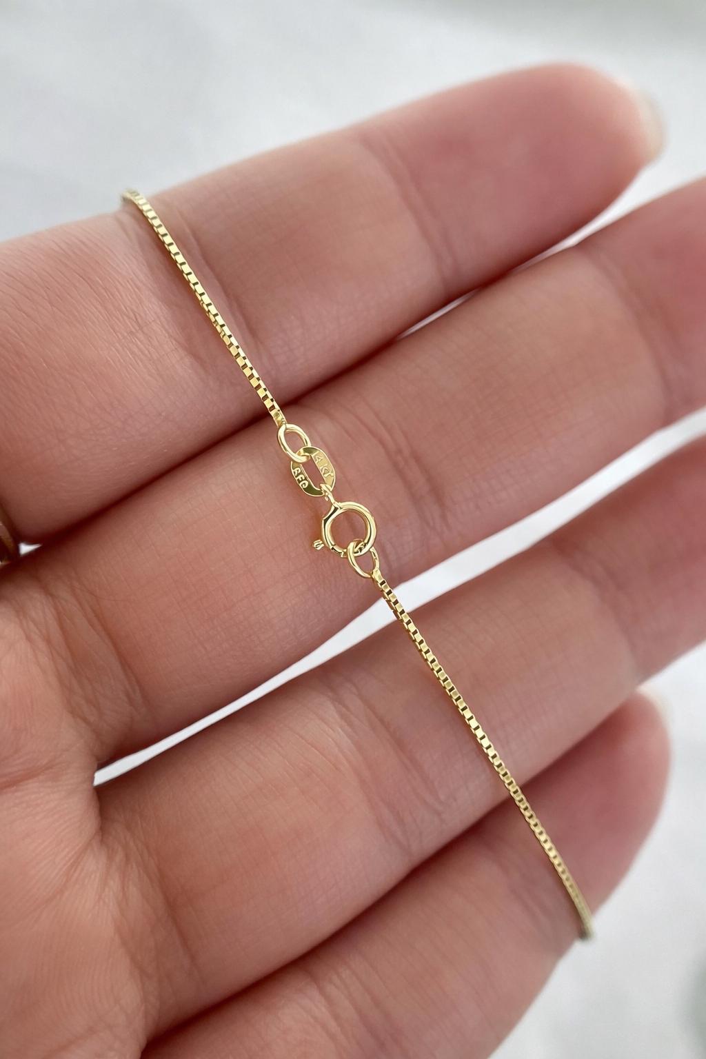 14k SOLID Gold Box Chain 1mm Necklace 16