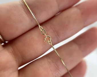 14k SOLID Gold Box Chain 1mm Necklace 16