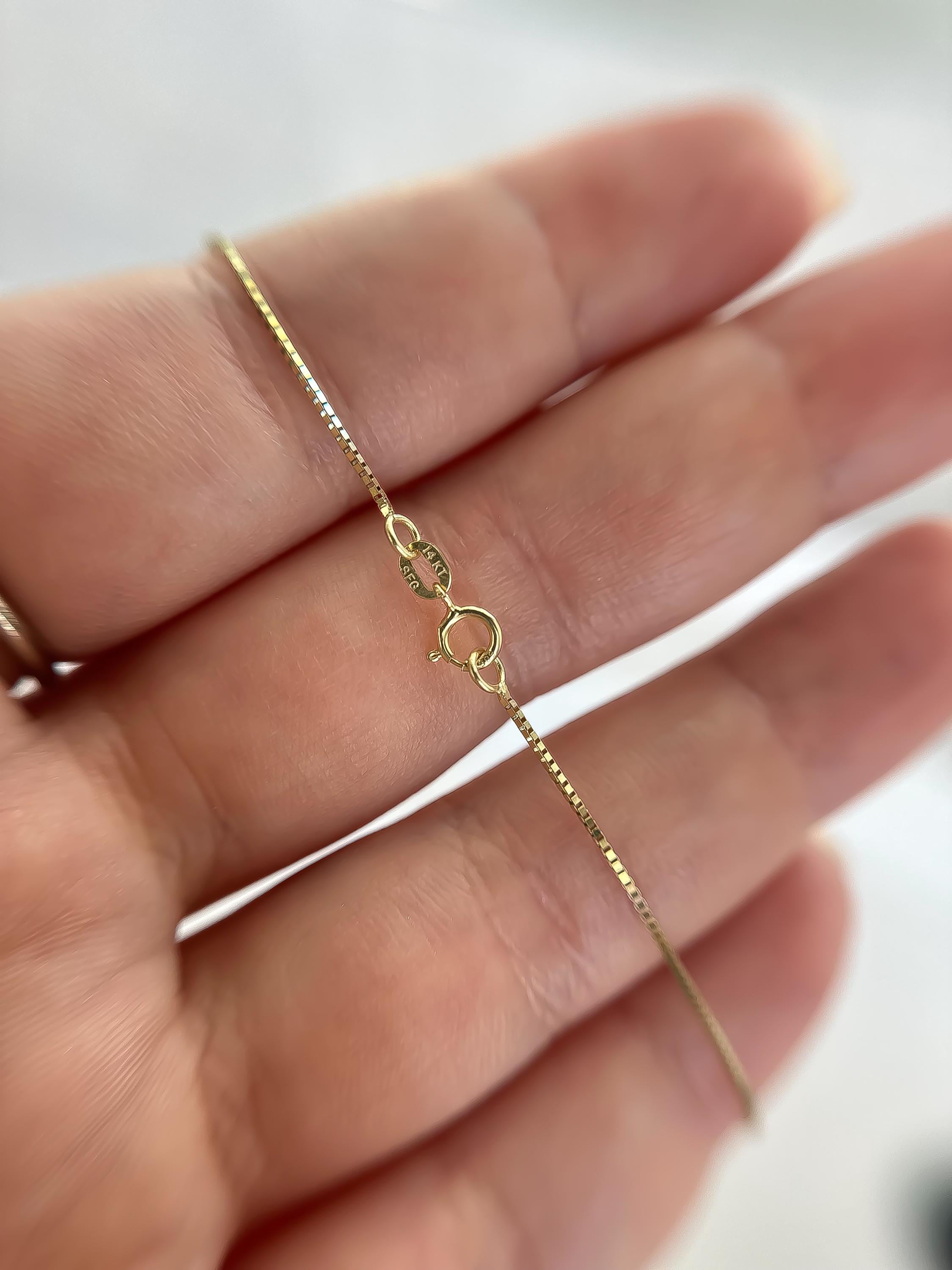 14k SOLID Gold Box Chain 1mm Necklace 16