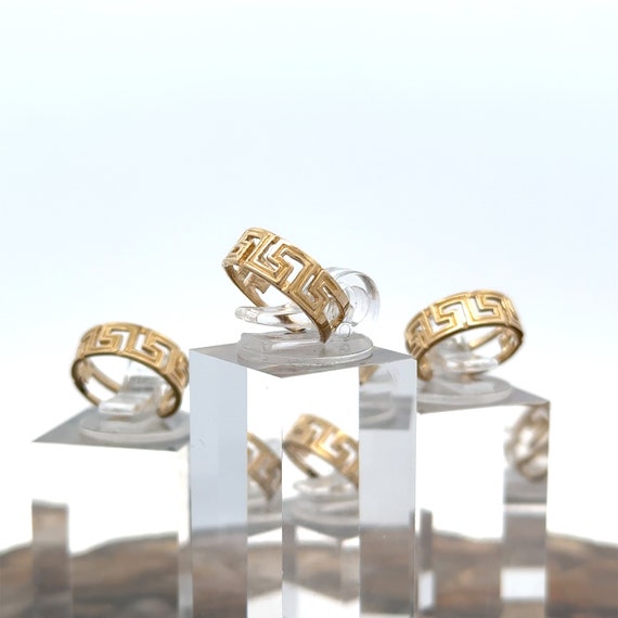 14k Solid Gold Greek Toe Ring, Meander Toe Ring, Adjustable Gold Toe Ring, Waterproof, 585 or 14k Stamp, Gift for Her, Yellow Gold