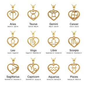 14k Solid Gold, Zodiac Moon Pendant, Necklace, Zodiac Shapes Charm, Astrology, Horoscope Necklace, Custom Zodiac Gemini, Gift for Her, Him
