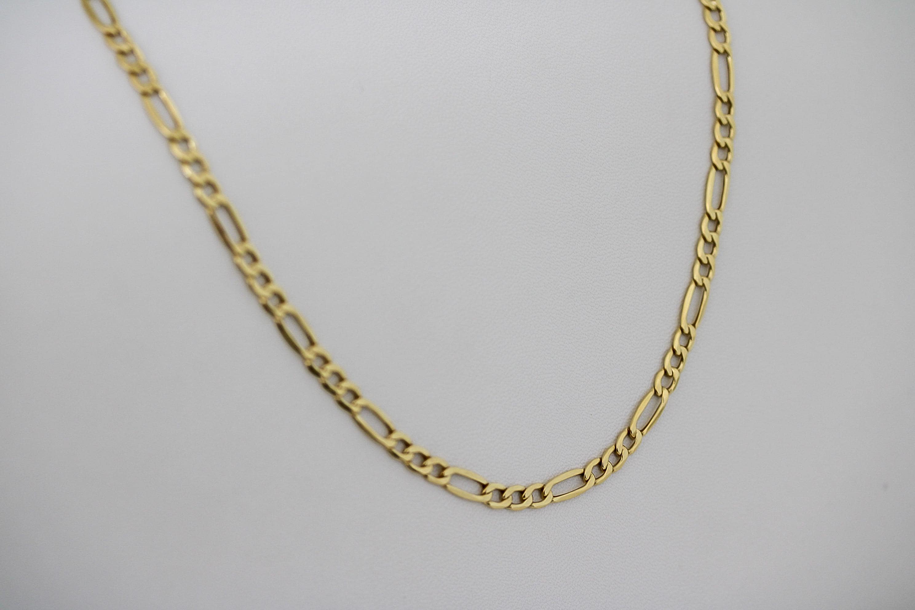 10Kソリッドゴールド フィガロチェーン カーブリンク 4mm ネックレス