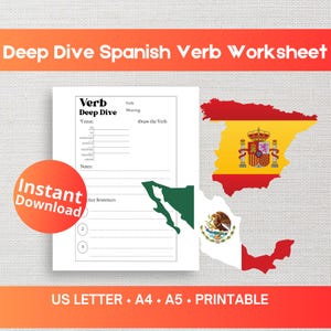 Spanisches Verb Deep Dive Arbeitsblatt | Druckbar | Sofort Download