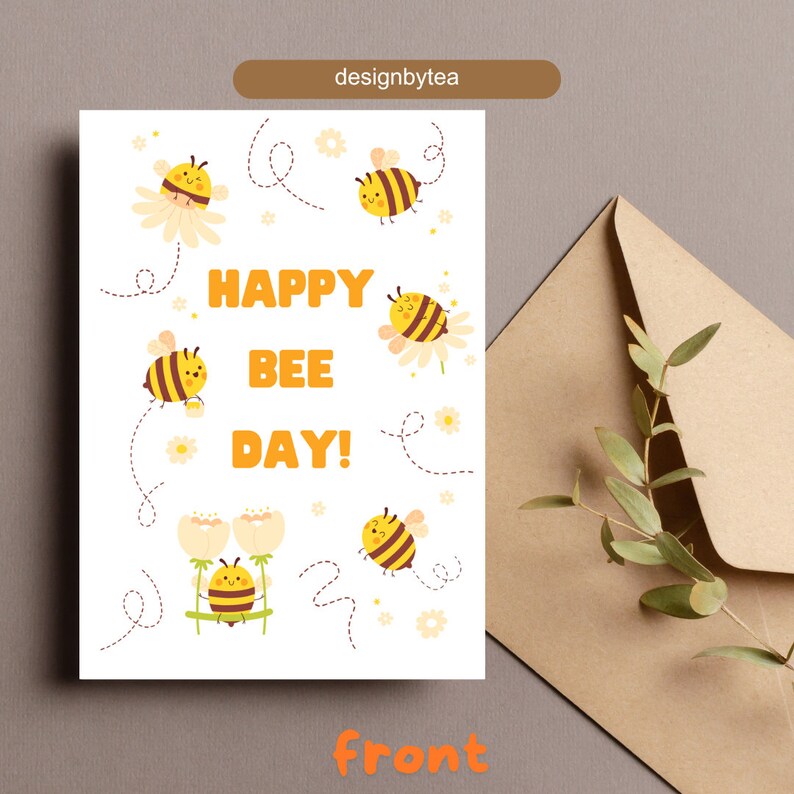 Happy Bee Day Birthday Card | Digital Instant Download Printable - Etsy