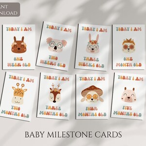 Groovy Baby Meilenstein Karten, Retro Karten für Baby, Babys erste Meilenstein Karten, Baby Shower Geschenk, Unisex Baby Geschenk, Neutral Meilenstein Karten
