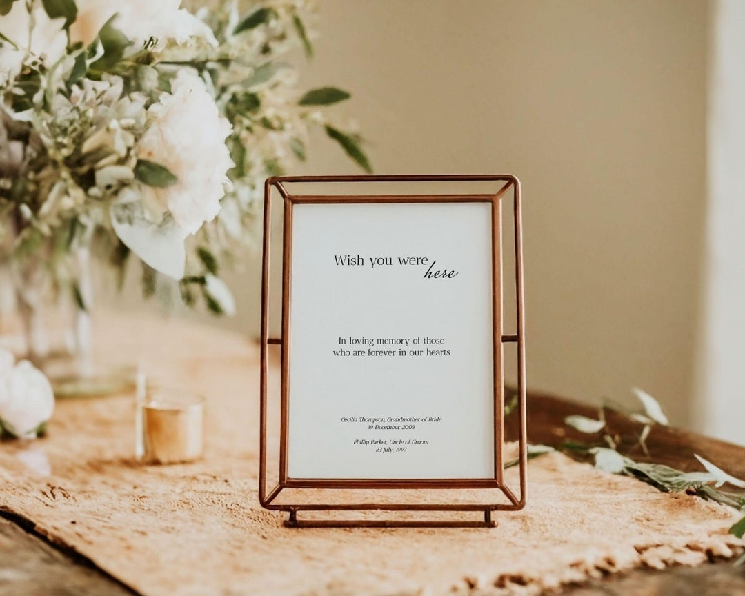 Memory Table Sign Printable In Loving Memory Table Sign, Modern Minimalist Wedding Memorial, Wish ...