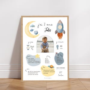 Póster personalizado de cumpleaños o bautizo: tema To The Moon / Moon / Planet