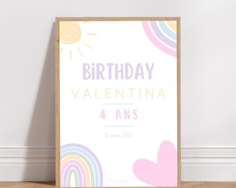 Birthday Poster - Pastel Rainbow Theme