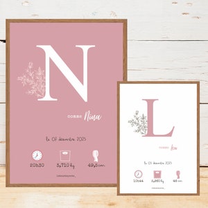 Affiche naissance personnalisée - Bois de rose