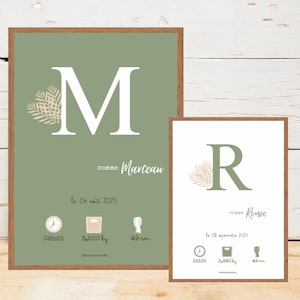 Affiche naissance personnalisée - Vert olive