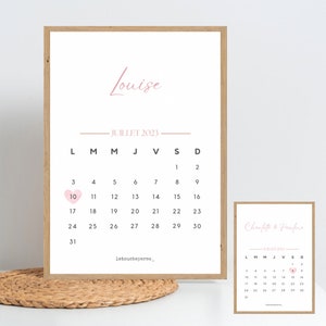 Affiche date calendrier personnalisée - Rose