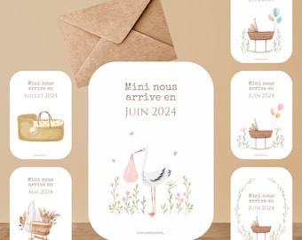 Mini arriveert - Zwangerschaps-/babyseksaankondiging - Gepersonaliseerde decoratieve kaart