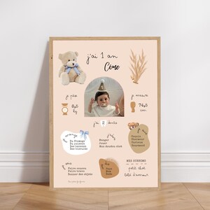 Pôster personalizado de aniversário ou batismo - tema Ursinho Azul