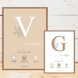 Affiche naissance personnalisée - Beige