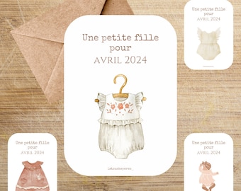 A little girl for - Baby gender announcement - Personalized decorative card