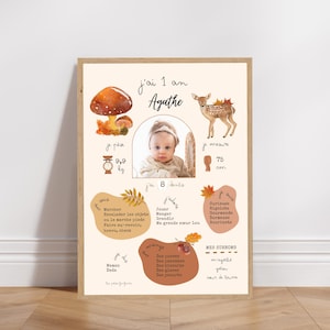 Affiche anniversaire ou baptême personnalisée - Thème Automne / Forêt