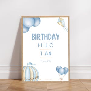 Poster personalizzato di benvenuto per compleanno o battesimo - Tema mongolfiera