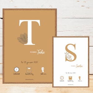 Affiche naissance personnalisée - Ocre