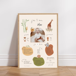 Gepersonaliseerde verjaardags- of doopposter - Jungle-thema