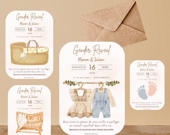 Gender Reveal Invitation Card - Baby Gender Announcement