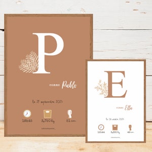 Affiche naissance personnalisée - Caramel