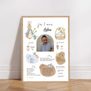Pôster personalizado de aniversário ou batizado - Tema Peter Rabbit
