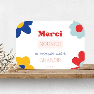 Carte remerciement année scolaire - nounou, maîtresse, atsem - à personnaliser