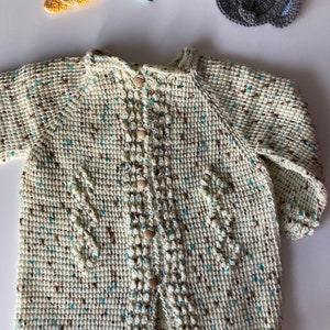 mixed-knit beige baby jacket