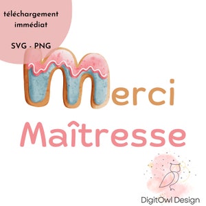 Danke Herrin Cookie, digitale herunterladbare Zeichnung, als Geschenk zum Schuljahresende