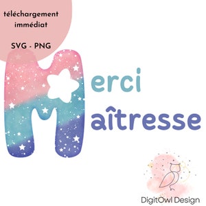 Danke, Herrin Sterne. Digitale herunterladbare Zeichnung, Geschenk zum Schuljahresende
