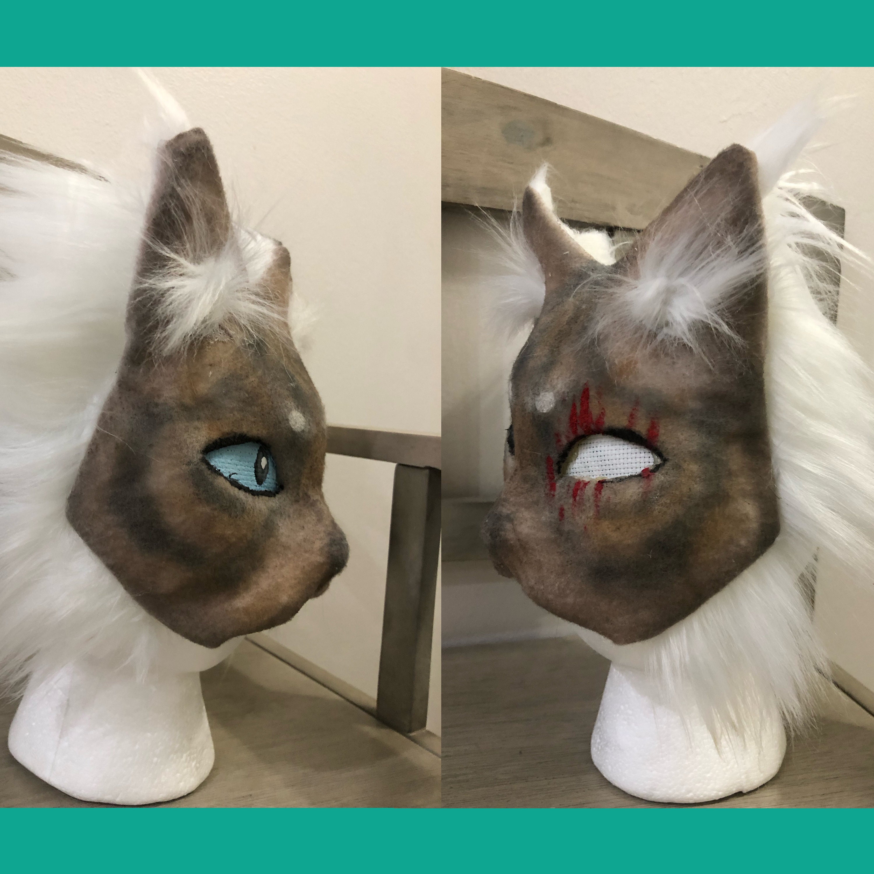 Hand Painted Felted Therian Cat Mask -  Denmark