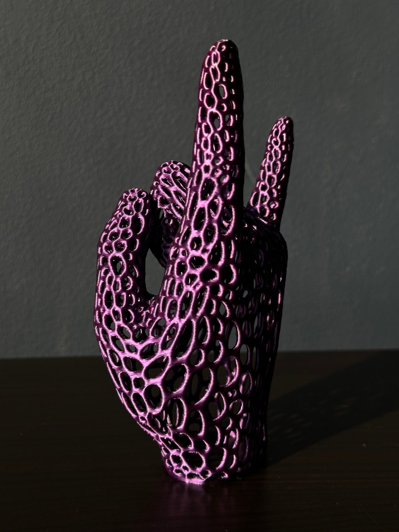 3D Printed Bionic Rock Sign Hand Statue - Devil Horns - 15cm Tall ...