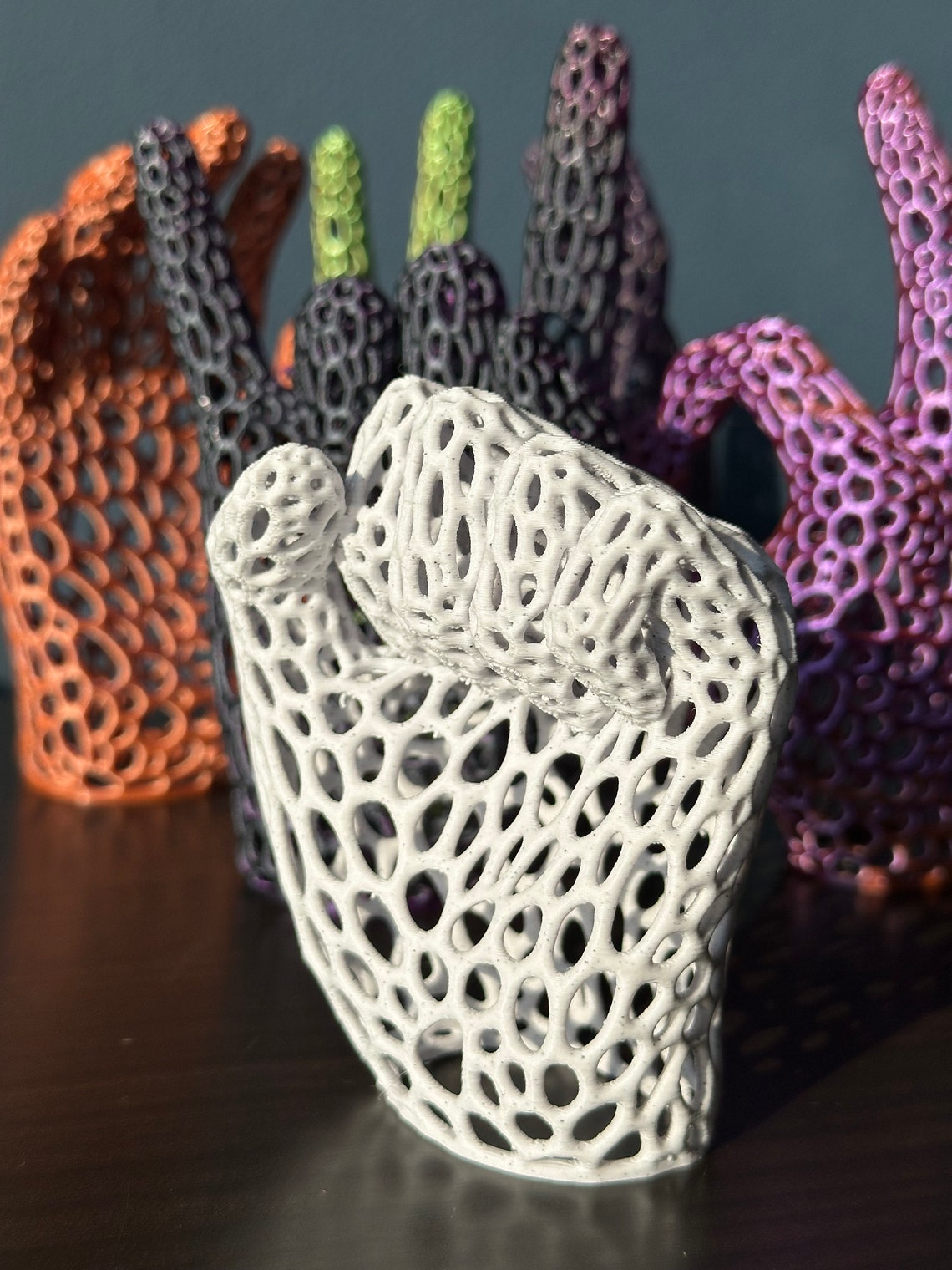 3D Printed Bionic Rock Sign Hand Statue - Devil Horns - 15cm Tall ...