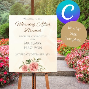 Morning After Brunch Sign, Farewell Brunch Sign, Day After Wedding Brunch Sign Template, Editable Farewell Brunch Sign, Morning After Brunch