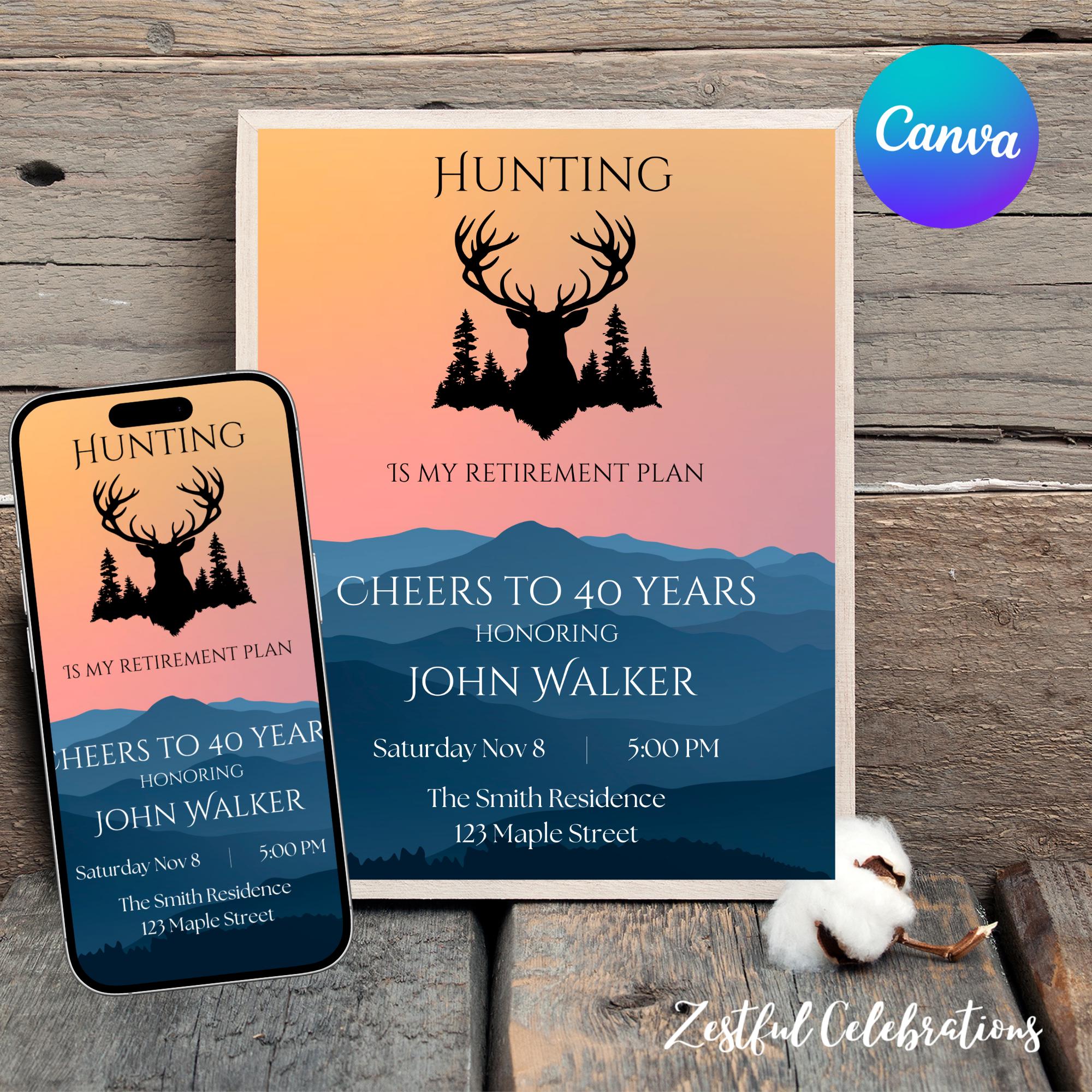 Hunting Retirement Party Invitation Template, Fall Retirement Party ...
