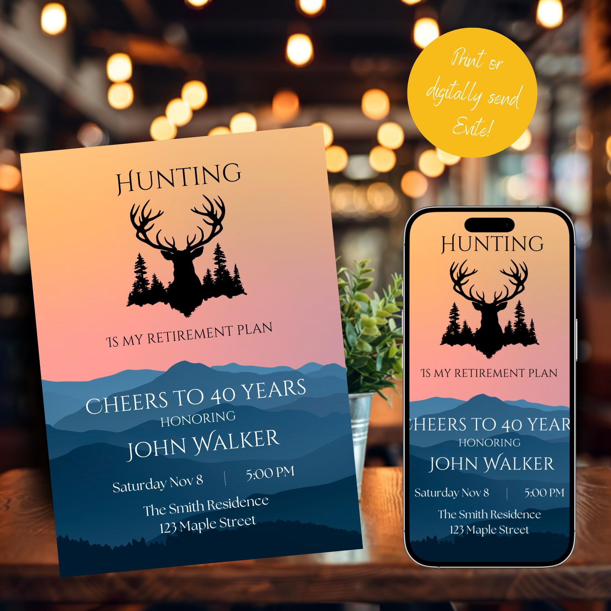 Hunting Retirement Party Invitation Template, Fall Retirement Party ...