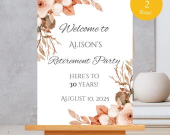 Ruhestand Willkommen Schild Vorlage, Rustikales Botanisches Ruhestand Party Willkommen Poster, Ruhestand Willkommen Poster, Botanische Party Schild Vorlage
