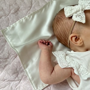 Mini Silk Baby Blanket | Satin Comfort Blanket for Hair & Skin | Sensory Lovey | Neutral Baby Shower Gift