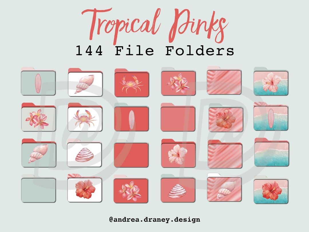 Tropical Pinks Ios File Folders, Ios Theme (digital Download) - Etsy