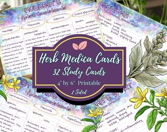 Watercolor Herb Medica Cards: Herbal Tea Recipe Guide (Digital Download)