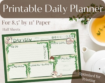 Cottage Core Daily Planner: Mouse Chinchilla Stationery (Digital Download)