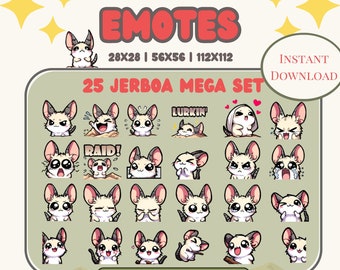 25 Jerboa Emotes Bundle Set: Twitch, Discord, YouTube (Digital Download)