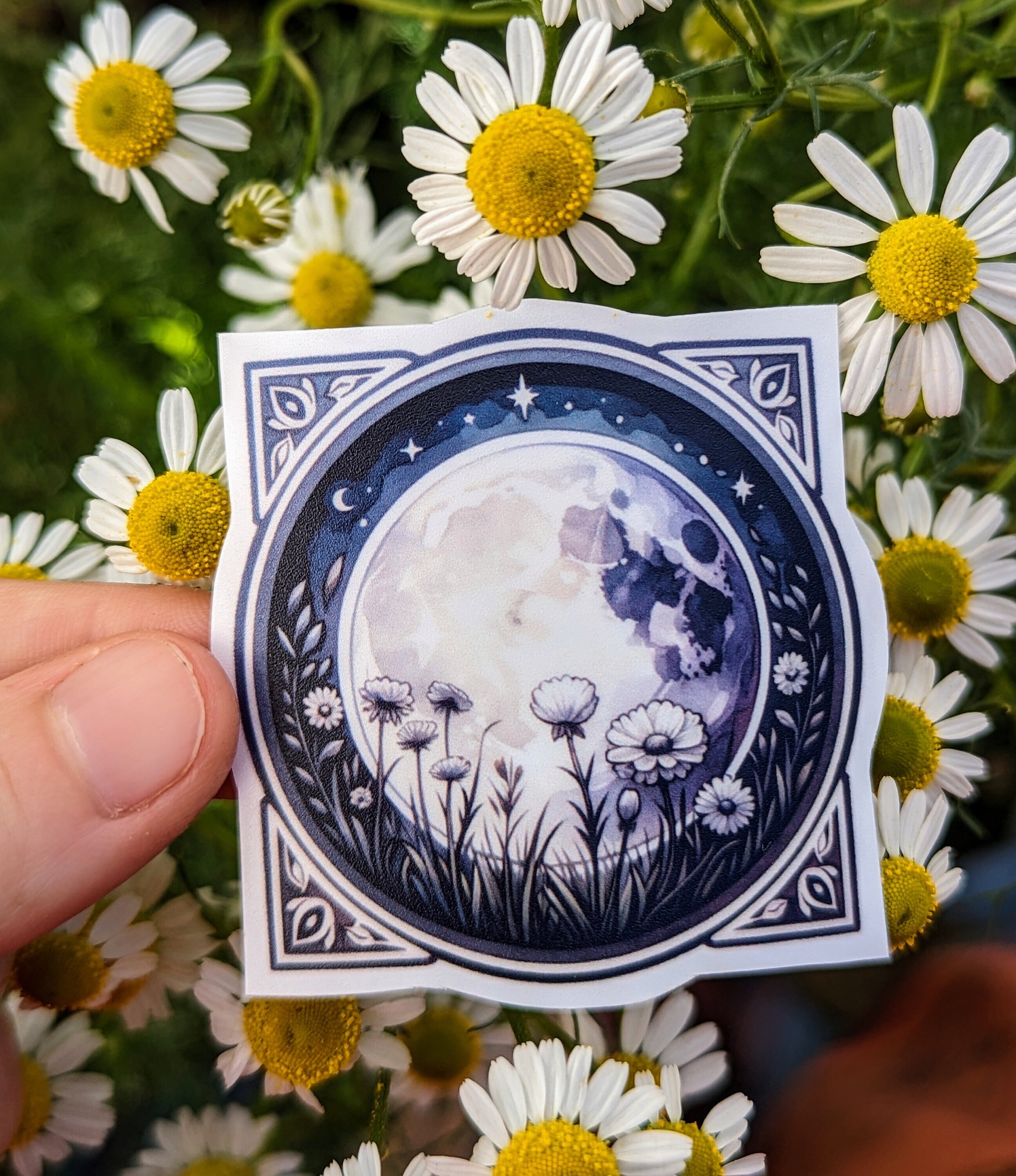 Meadow Full Moon Sticker: Pagan Grimoire Planner, Waterproof Matte Vinyl