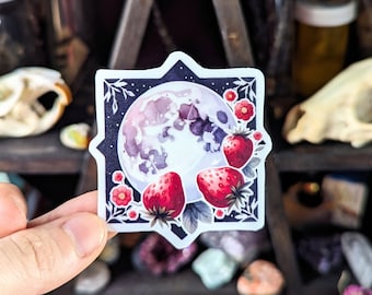 Strawberry Full Moon Sticker: Pagan Grimoire Planner Decor